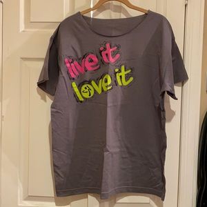 Zumba fitness grey O/S custom cut t shirt nwot